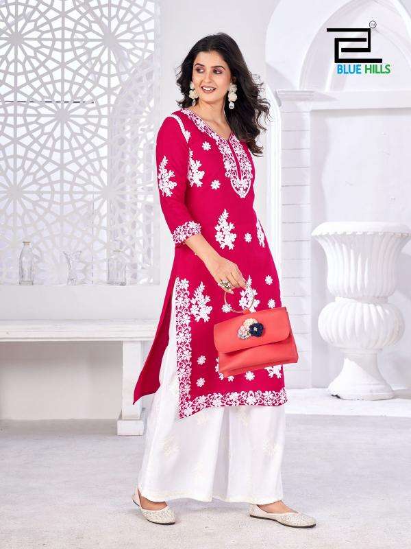 BLUE HILLS PRESENTS VICTORIA VOL-5 RAYON READYMADE PLUS SIZE KURTI WITH PLAZZO