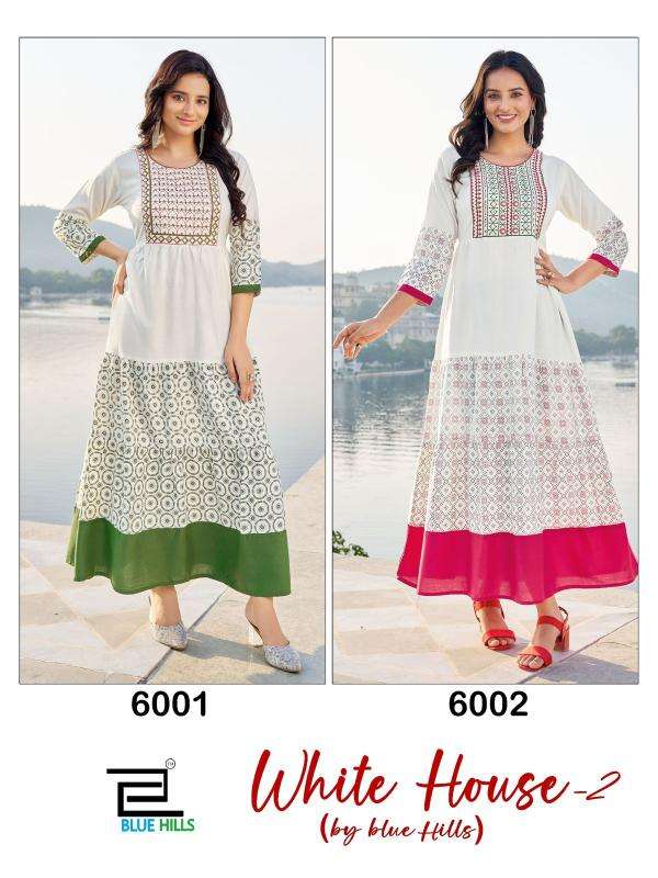 BLUE HILLS PRESENTS WHITE HOUSE VOL-2 FULLSTITCH COMBO UNIQUE RAYON PRINT GOWN CATALOG WHOLESALER AND EXPORTER 