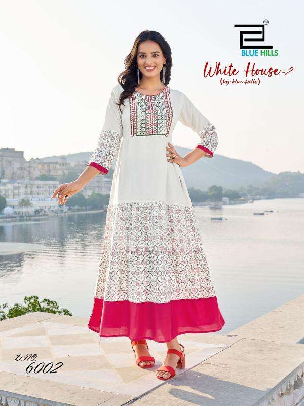 BLUE HILLS PRESENTS WHITE HOUSE VOL-2 FULLSTITCH COMBO UNIQUE RAYON PRINT GOWN CATALOG WHOLESALER AND EXPORTER 
