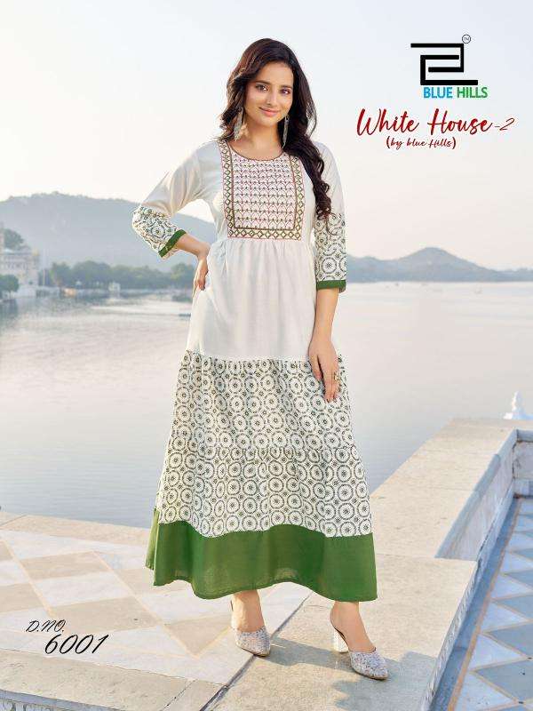 BLUE HILLS PRESENTS WHITE HOUSE VOL-2 FULLSTITCH COMBO UNIQUE RAYON PRINT GOWN CATALOG WHOLESALER AND EXPORTER 