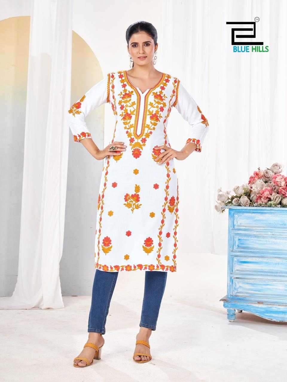 BLUE HILLS PRESENTS YAMINI STYLISH BIG SIZE READYMADE RAYON KURTI CATALOG WHOLESALER AND EXPORTER 