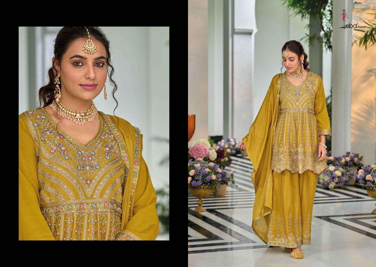 EBA LIFESTYLE PRESENTS BARBIE VOL-4 CHINON EMBROIDERY READYMADE LADIES SUITS CATALOG WHOLESALER AND EXPORTER 