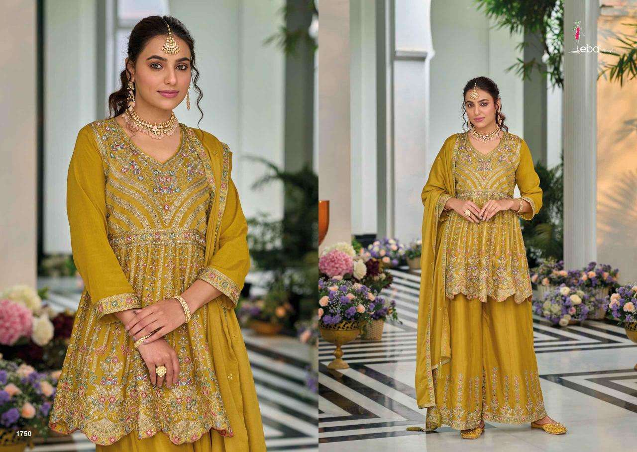 EBA LIFESTYLE PRESENTS BARBIE VOL-4 CHINON EMBROIDERY READYMADE LADIES SUITS CATALOG WHOLESALER AND EXPORTER 