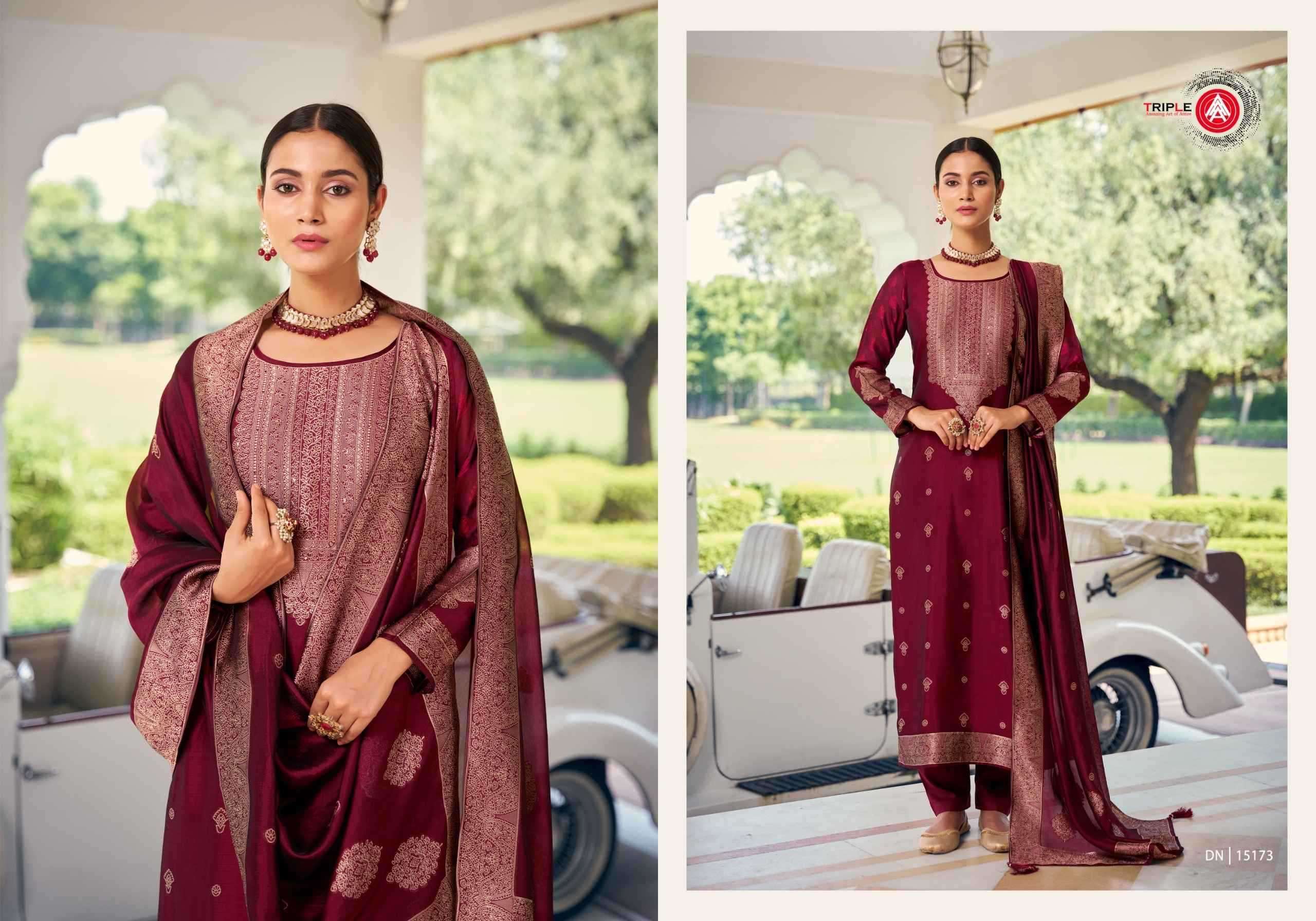FOURDOTS PRESENTS RIDE VISCOSE JACQUARD UNIQUE STYLISH LADIES SUITS CATALOG WHOLESALER AND EXPORTER 