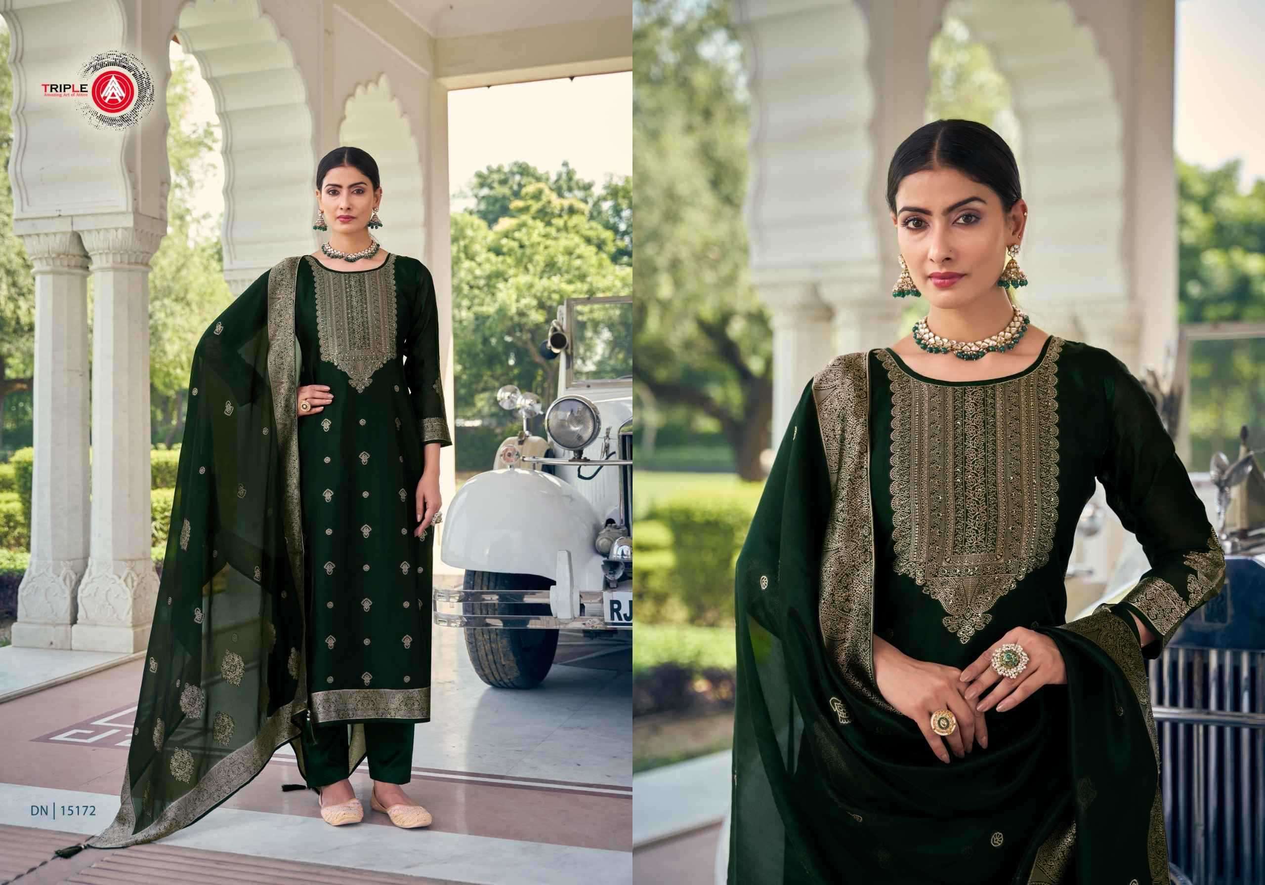 FOURDOTS PRESENTS RIDE VISCOSE JACQUARD UNIQUE STYLISH LADIES SUITS CATALOG WHOLESALER AND EXPORTER 