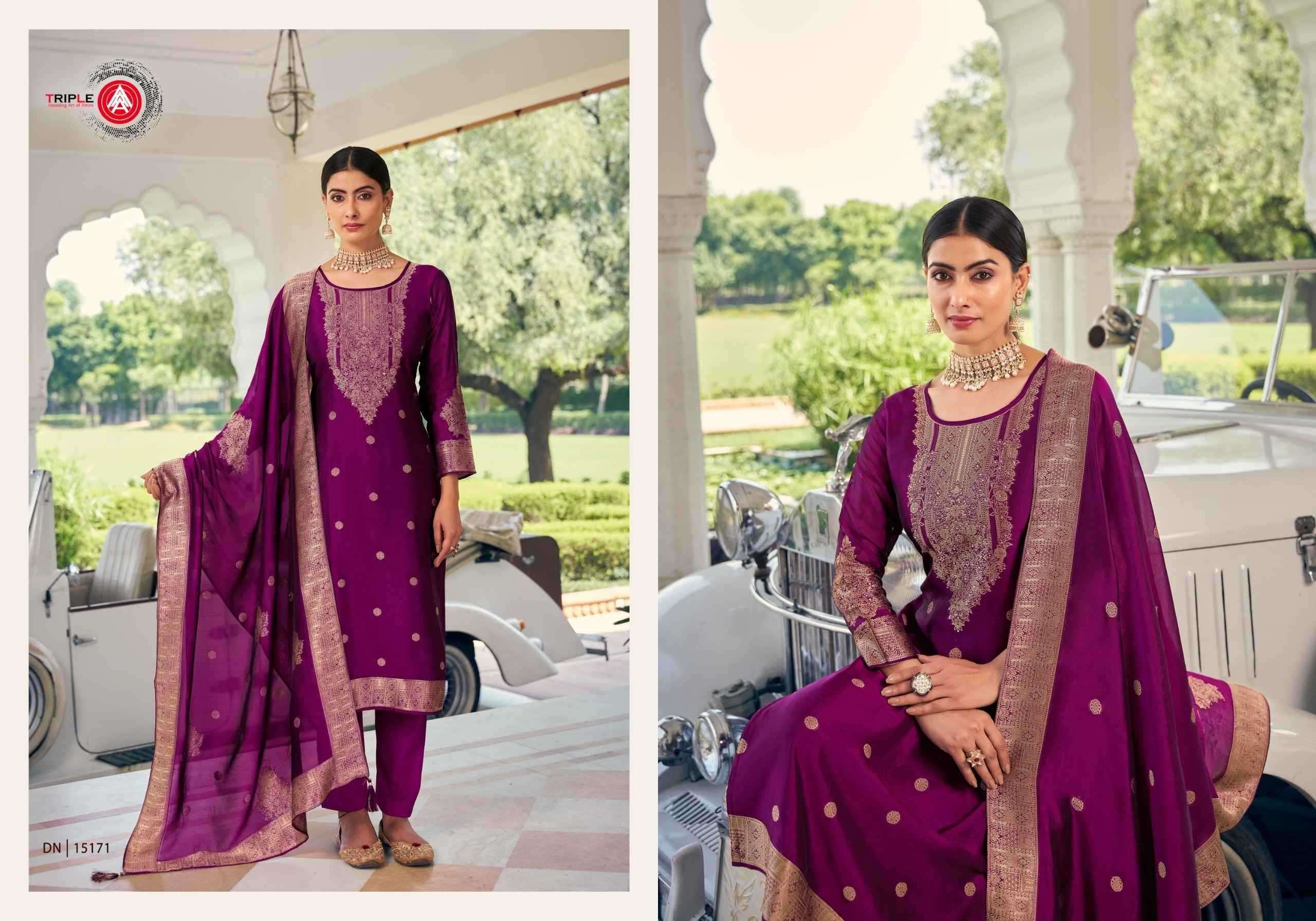 FOURDOTS PRESENTS RIDE VISCOSE JACQUARD UNIQUE STYLISH LADIES SUITS CATALOG WHOLESALER AND EXPORTER 