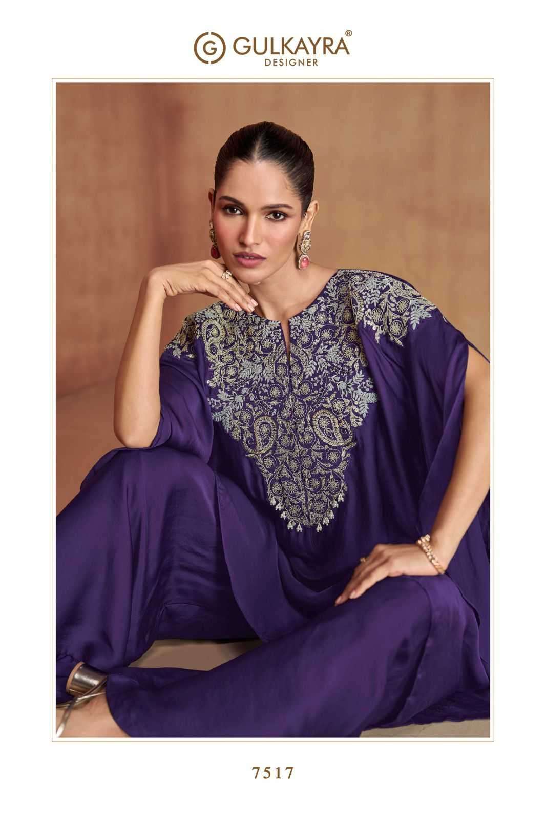 GULKAYRA DESIGNER PRESENTS FLORENCE VOL-2 READYMADE EMBROIDERY SILK PLAZZO STYLE 3PCS DRESS CATALOG WHOLESALER AND EXPORTER 