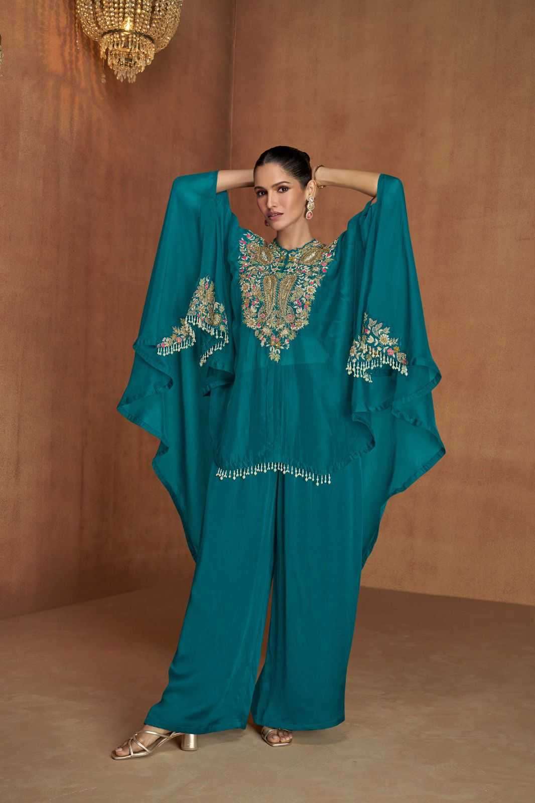 GULKAYRA DESIGNER PRESENTS FLORENCE VOL-2 READYMADE EMBROIDERY SILK PLAZZO STYLE 3PCS DRESS CATALOG WHOLESALER AND EXPORTER 