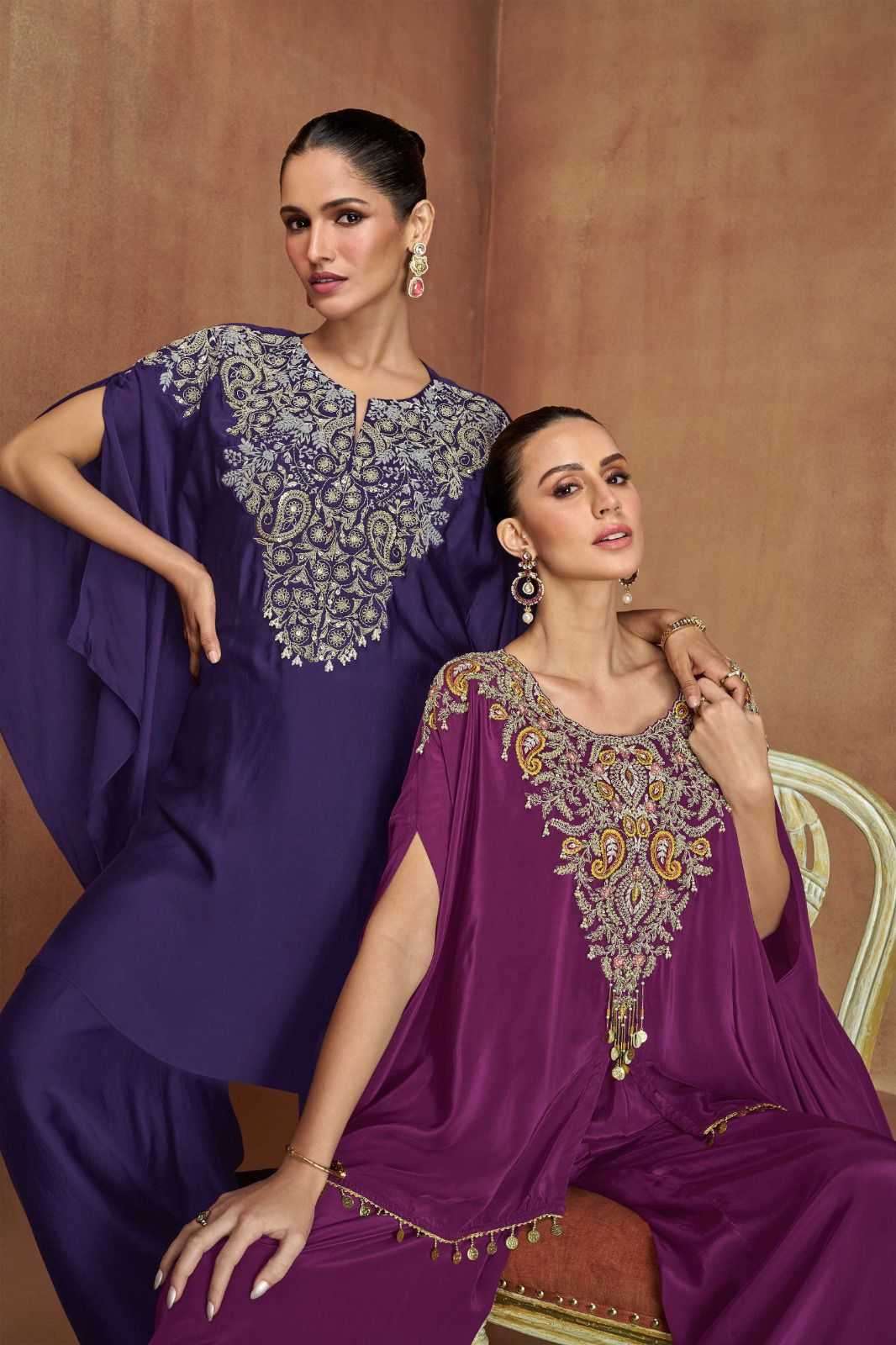 GULKAYRA DESIGNER PRESENTS FLORENCE VOL-2 READYMADE EMBROIDERY SILK PLAZZO STYLE 3PCS DRESS CATALOG WHOLESALER AND EXPORTER 