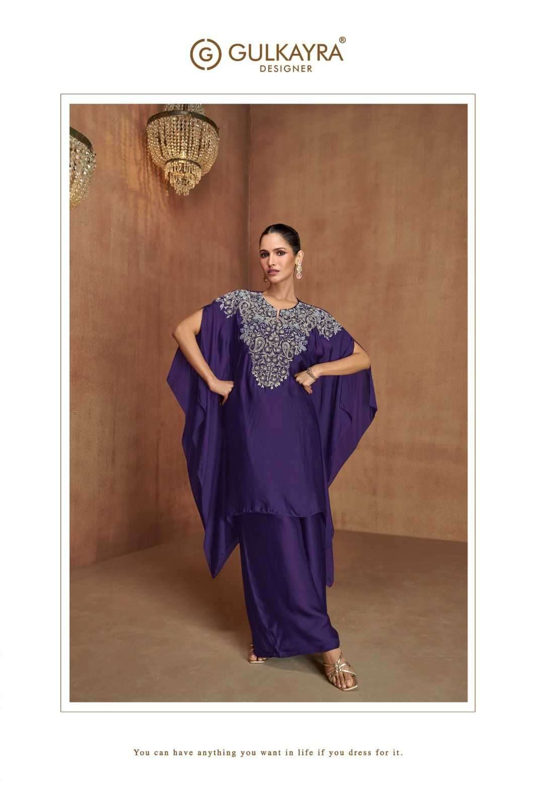 GULKAYRA DESIGNER PRESENTS FLORENCE VOL-2 READYMADE EMBROIDERY SILK PLAZZO STYLE 3PCS DRESS CATALOG WHOLESALER AND EXPORTER 