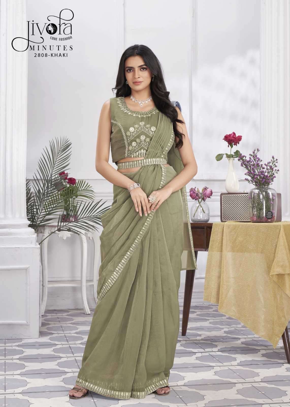 JIVORA PRESENTS MINUTES EXCLUSIVE PREMIUM GEORGETTE EMBROIDERY WORK STYLISH INDIAN DRAPE SAREES