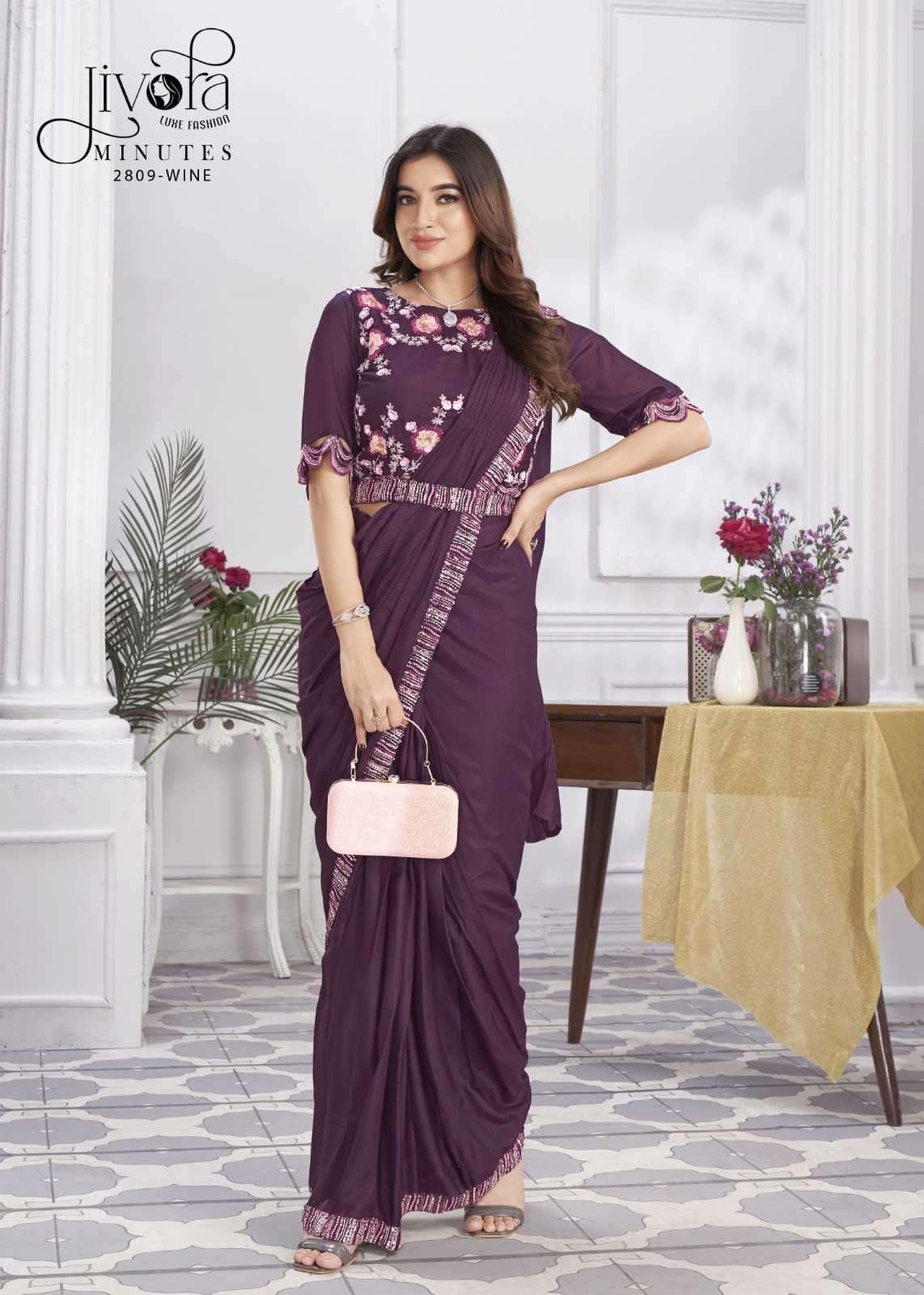 JIVORA PRESENTS MINUTES EXCLUSIVE PREMIUM GEORGETTE EMBROIDERY WORK STYLISH INDIAN DRAPE SAREES