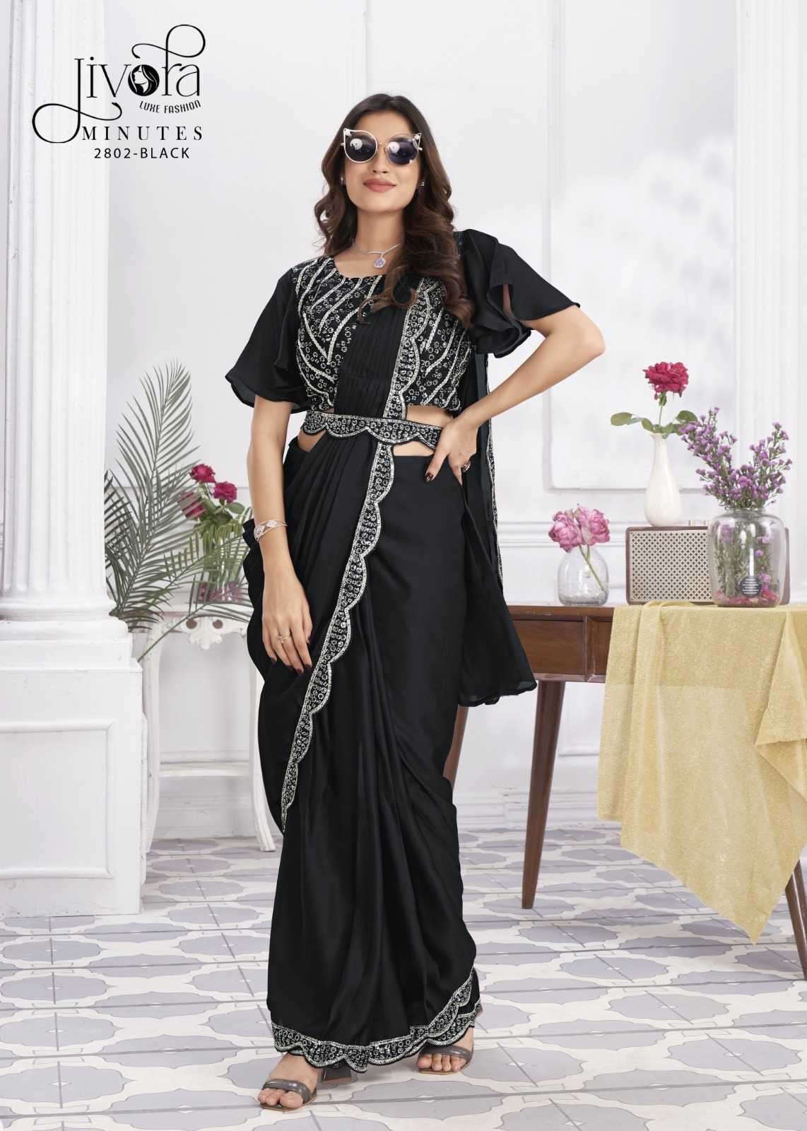 JIVORA PRESENTS MINUTES EXCLUSIVE PREMIUM GEORGETTE EMBROIDERY WORK STYLISH INDIAN DRAPE SAREES