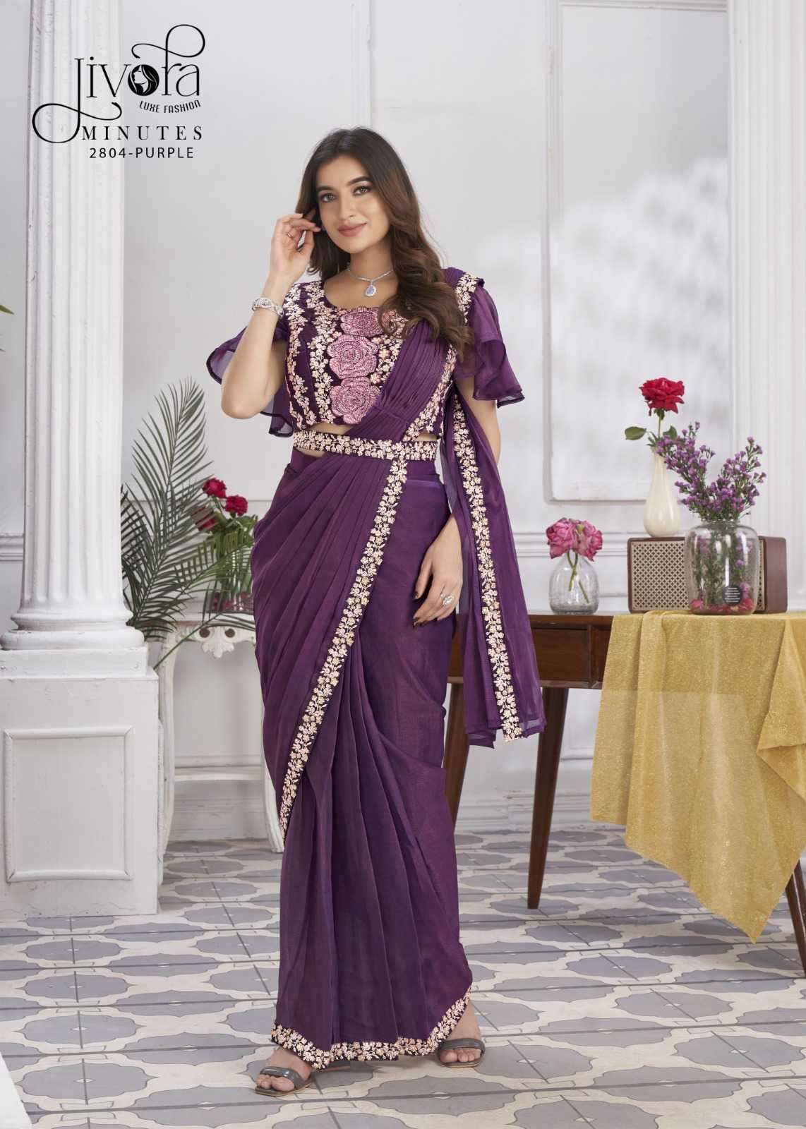 JIVORA PRESENTS MINUTES EXCLUSIVE PREMIUM GEORGETTE EMBROIDERY WORK STYLISH INDIAN DRAPE SAREES