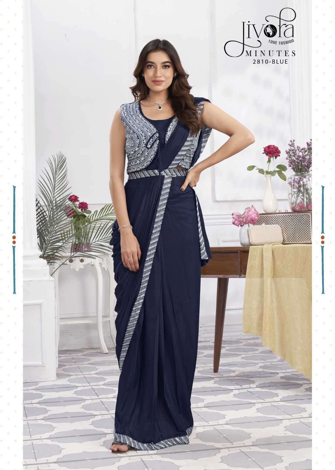 JIVORA PRESENTS MINUTES EXCLUSIVE PREMIUM GEORGETTE EMBROIDERY WORK STYLISH INDIAN DRAPE SAREES