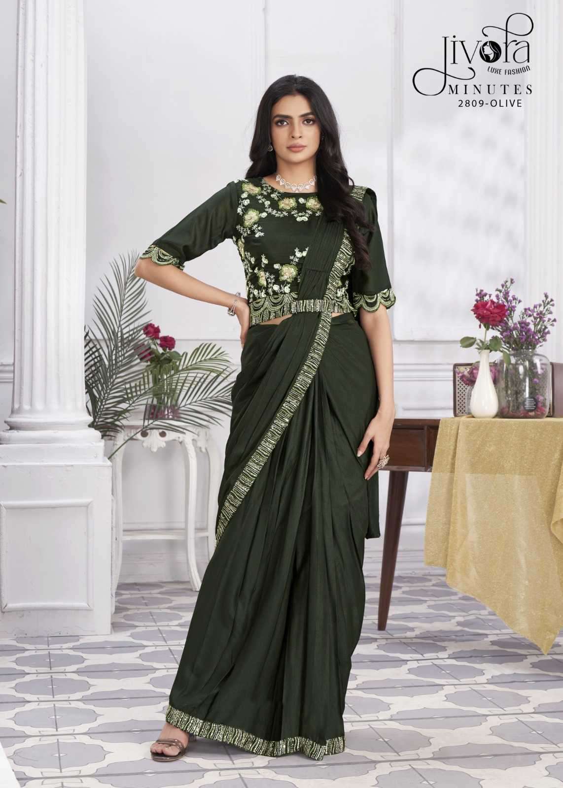 JIVORA PRESENTS MINUTES EXCLUSIVE PREMIUM GEORGETTE EMBROIDERY WORK STYLISH INDIAN DRAPE SAREES