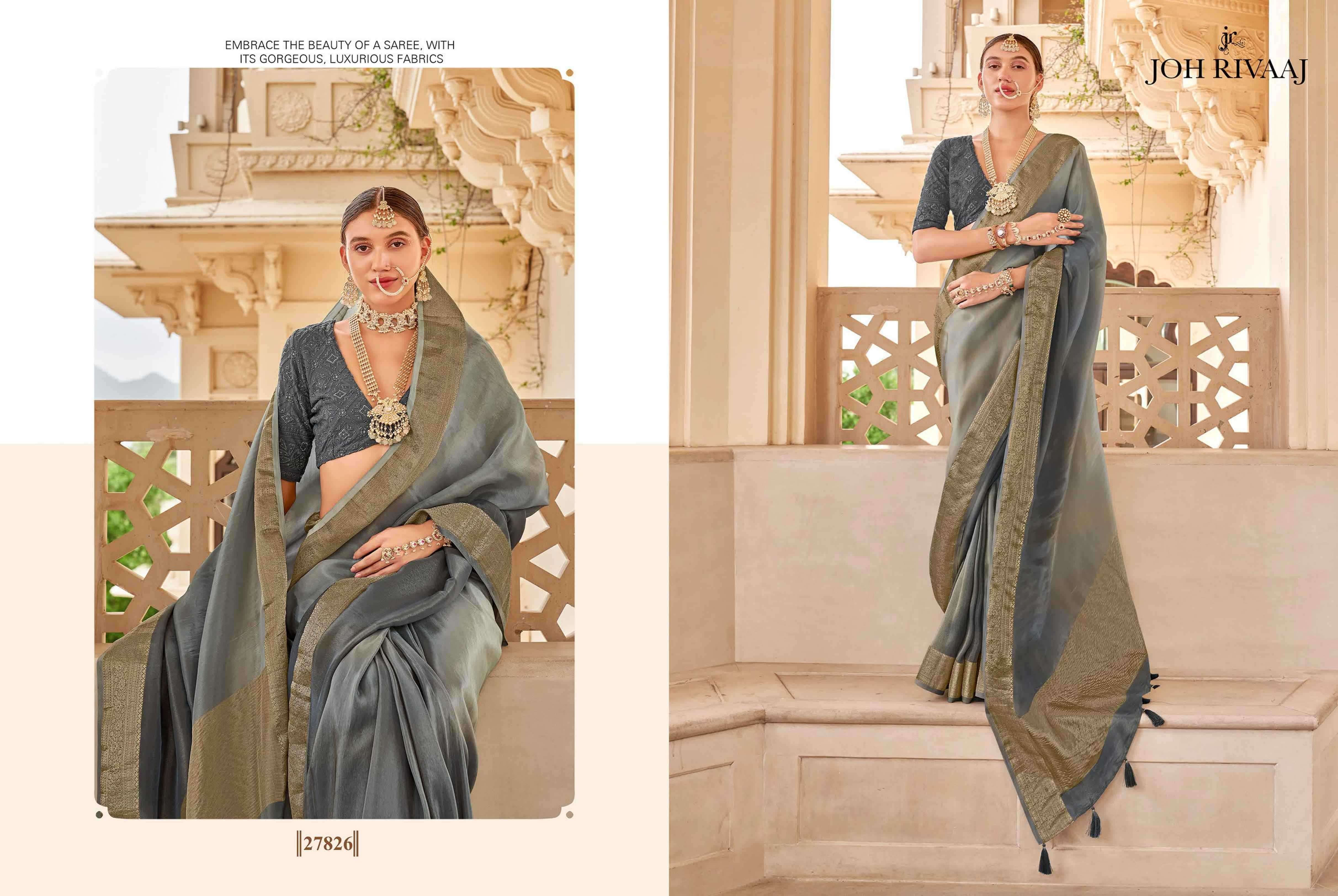 JOH RIVAAJ PRESENTS JAROKHA EXCLUSIVE SOFT SILK SAREE WITH LUCKNOWI WORK BLOUSE CATALOG WHOLESALER AND EXPORTER 