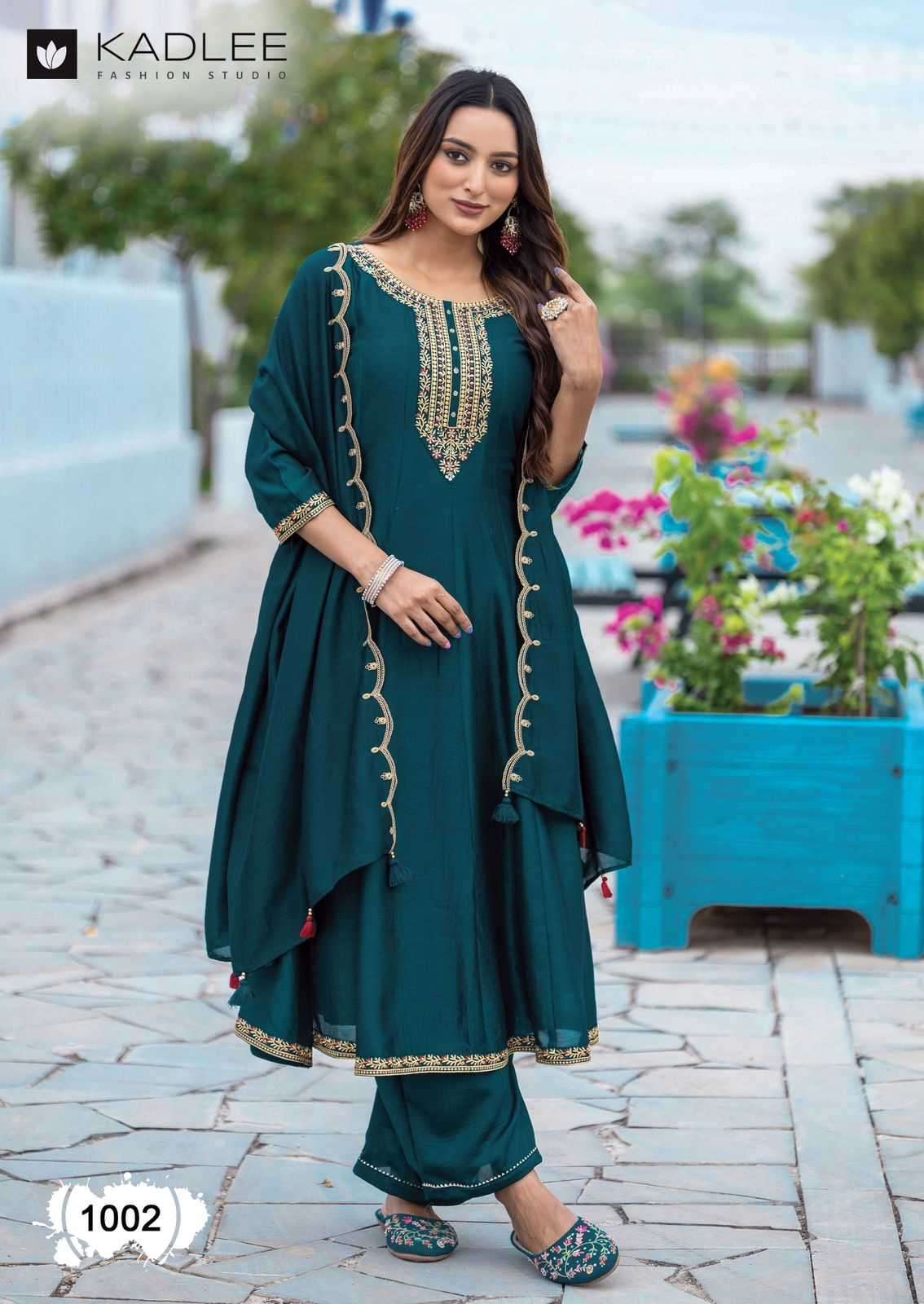 KADLEE PRESENTS AFSAANA UNIQUE STYLE THREAD WORK VICHITRA READYMADE CATALOG WHOLESALER AND EXPORTER 