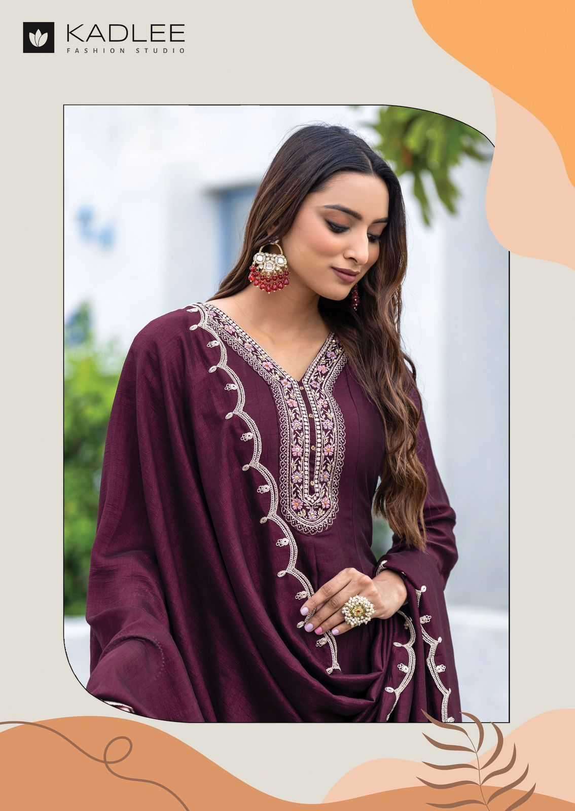 KADLEE PRESENTS AFSAANA UNIQUE STYLE THREAD WORK VICHITRA READYMADE CATALOG WHOLESALER AND EXPORTER 