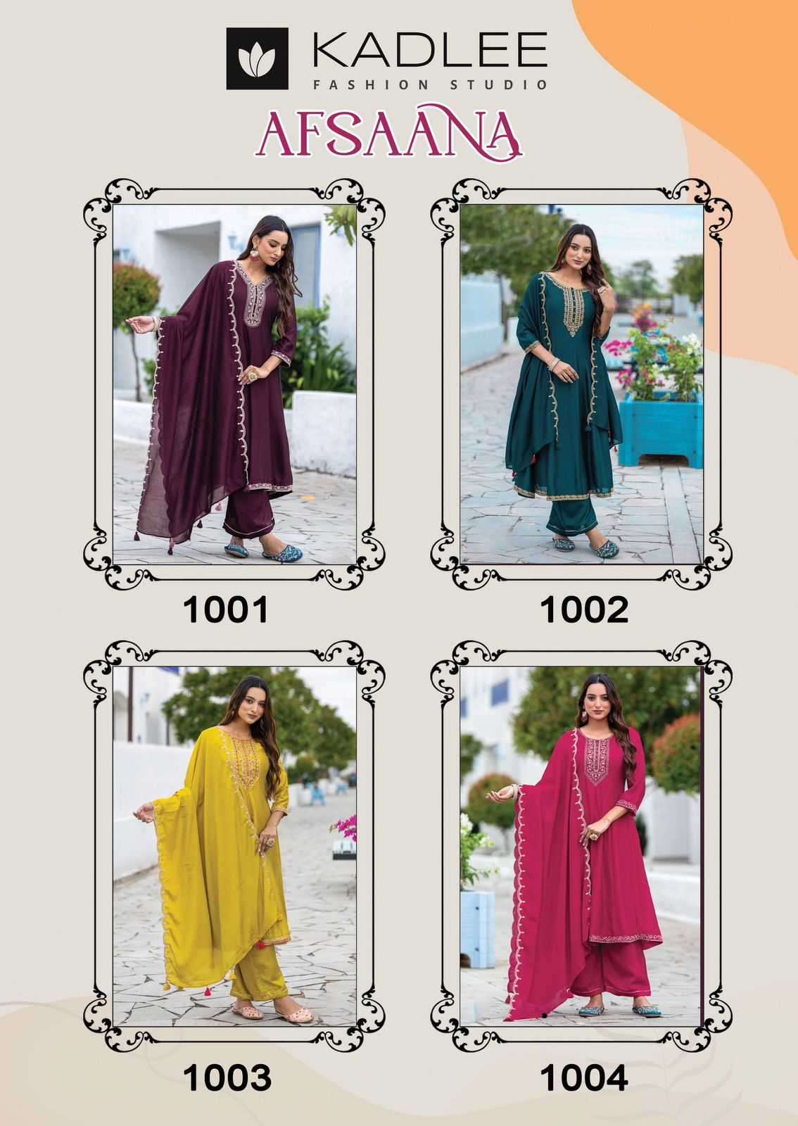 KADLEE PRESENTS AFSAANA UNIQUE STYLE THREAD WORK VICHITRA READYMADE CATALOG WHOLESALER AND EXPORTER 