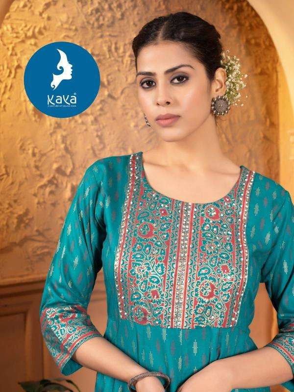 KAYA PRESENTS PUMA FANCY RAYON PRINTED GOWN STYLE KURTIS CATALOG WHOLESALER AND EXPORTER 