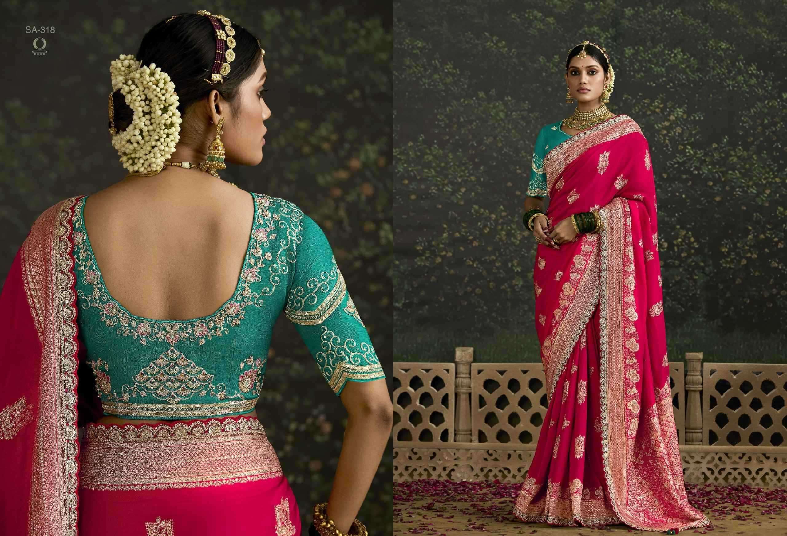 KIMORA PRESENTS BAISA SINDURI 308-318 PARTY WEAR DOLA SILK EMBROIDERY SAREES CATALOG WHOLESALER AND EXPORTER 