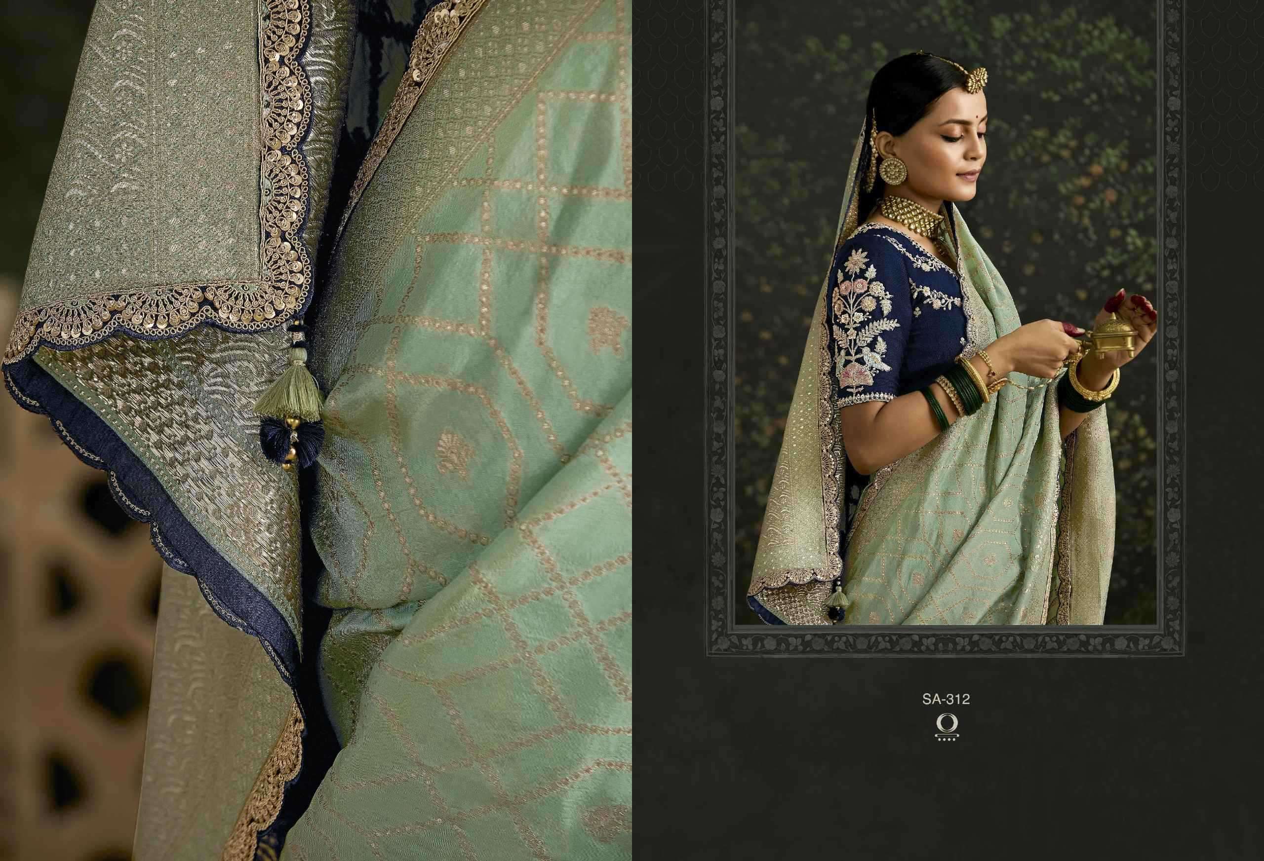 KIMORA PRESENTS BAISA SINDURI 308-318 PARTY WEAR DOLA SILK EMBROIDERY SAREES CATALOG WHOLESALER AND EXPORTER 