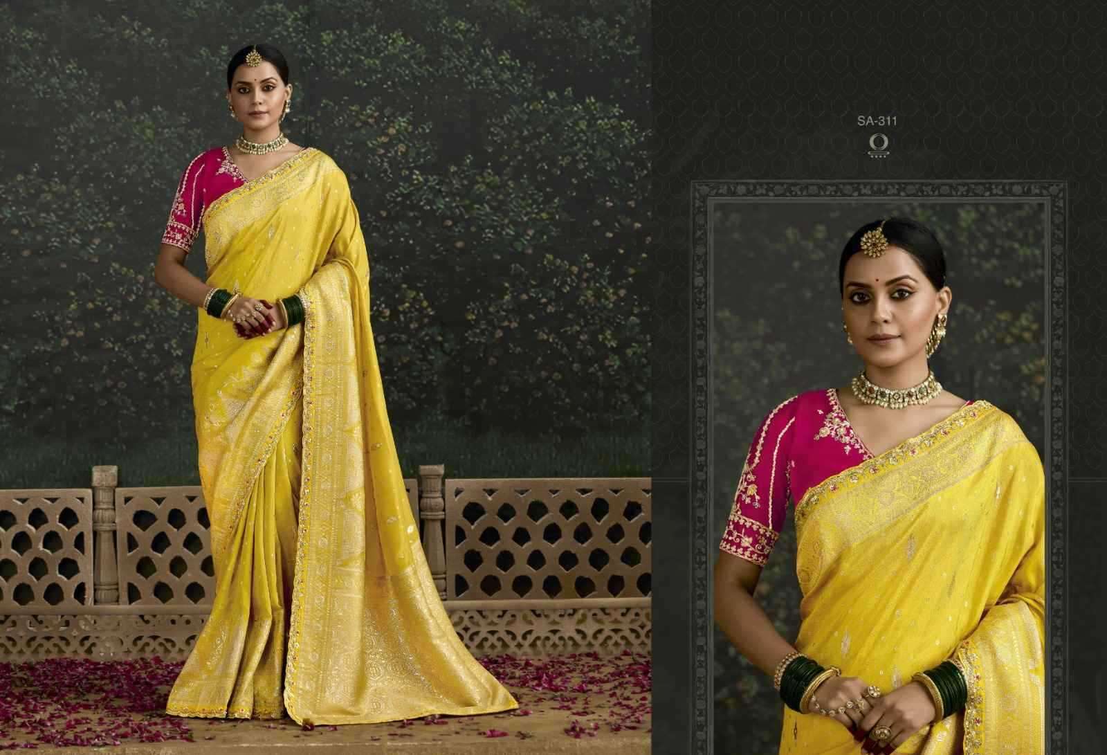 KIMORA PRESENTS BAISA SINDURI 308-318 PARTY WEAR DOLA SILK EMBROIDERY SAREES CATALOG WHOLESALER AND EXPORTER 