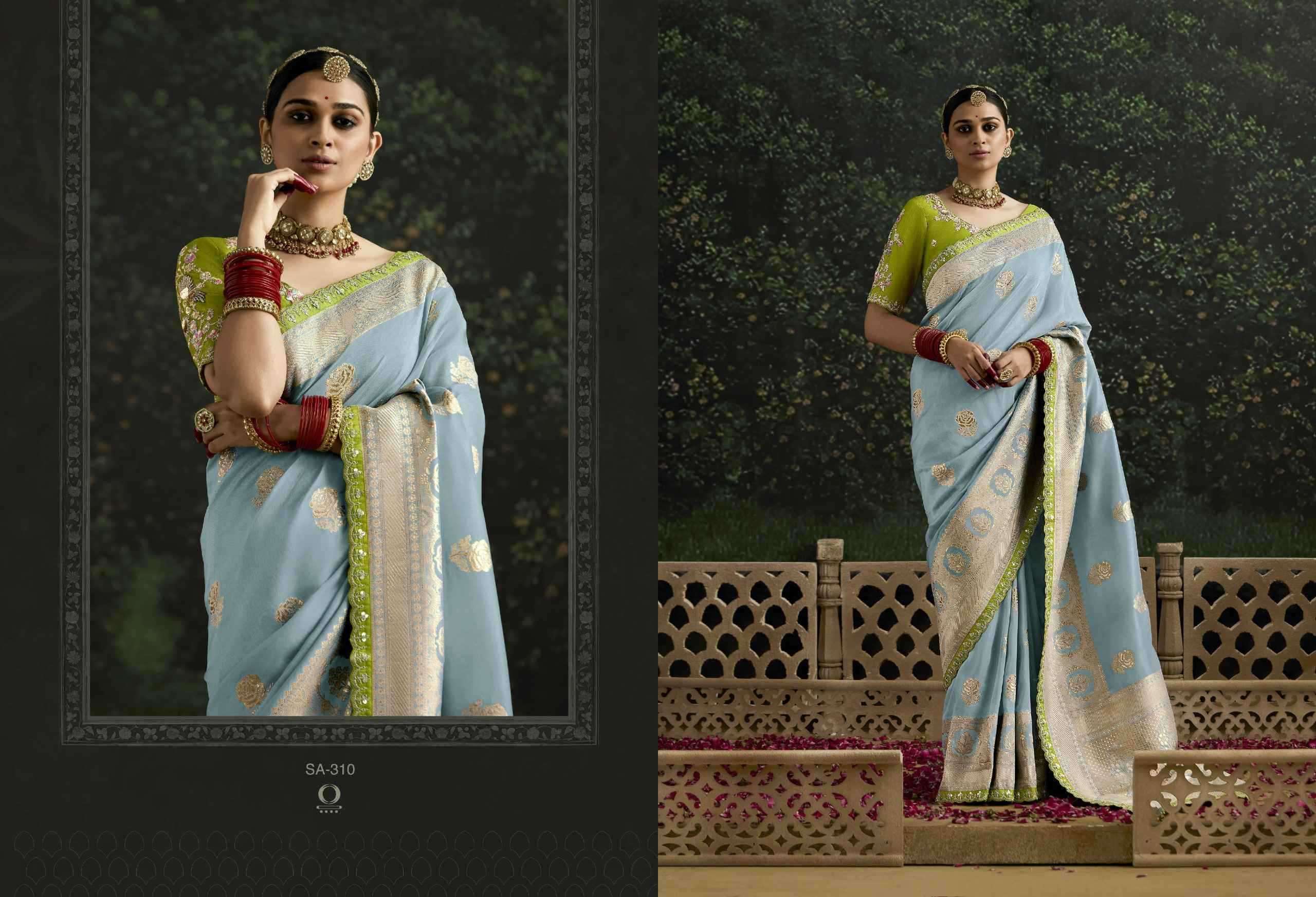 KIMORA PRESENTS BAISA SINDURI 308-318 PARTY WEAR DOLA SILK EMBROIDERY SAREES CATALOG WHOLESALER AND EXPORTER 