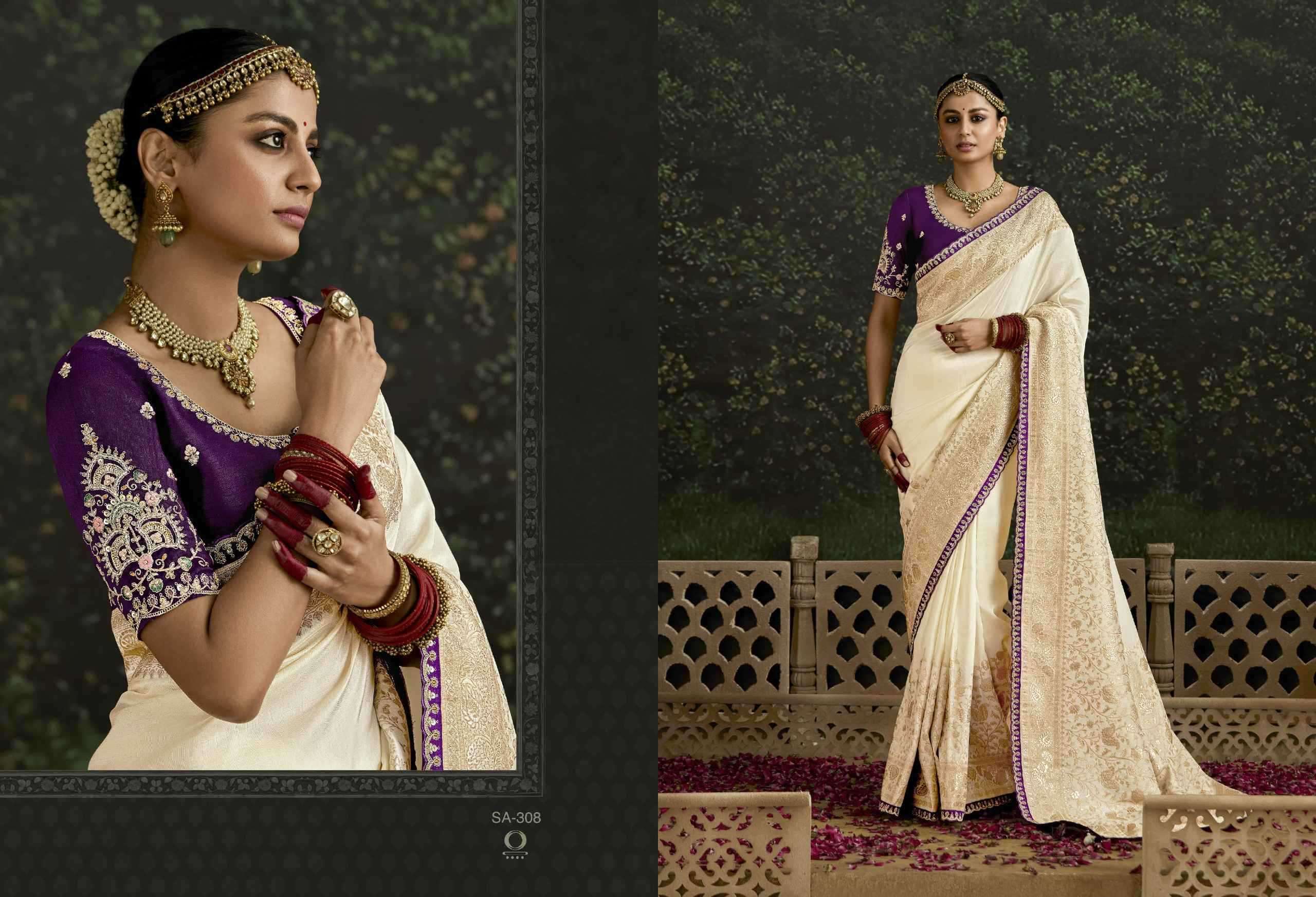 KIMORA PRESENTS BAISA SINDURI 308-318 PARTY WEAR DOLA SILK EMBROIDERY SAREES CATALOG WHOLESALER AND EXPORTER 