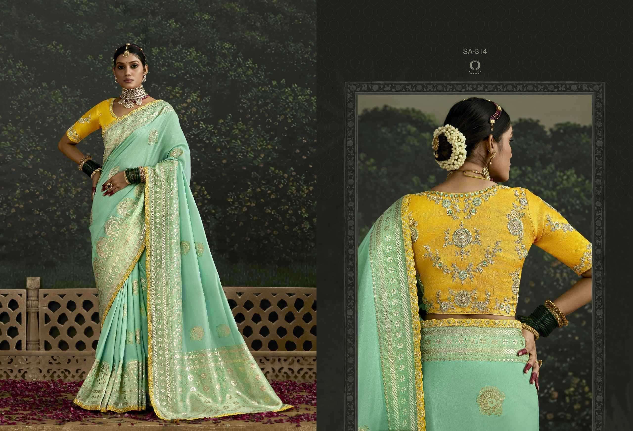 KIMORA PRESENTS BAISA SINDURI 308-318 PARTY WEAR DOLA SILK EMBROIDERY SAREES CATALOG WHOLESALER AND EXPORTER 