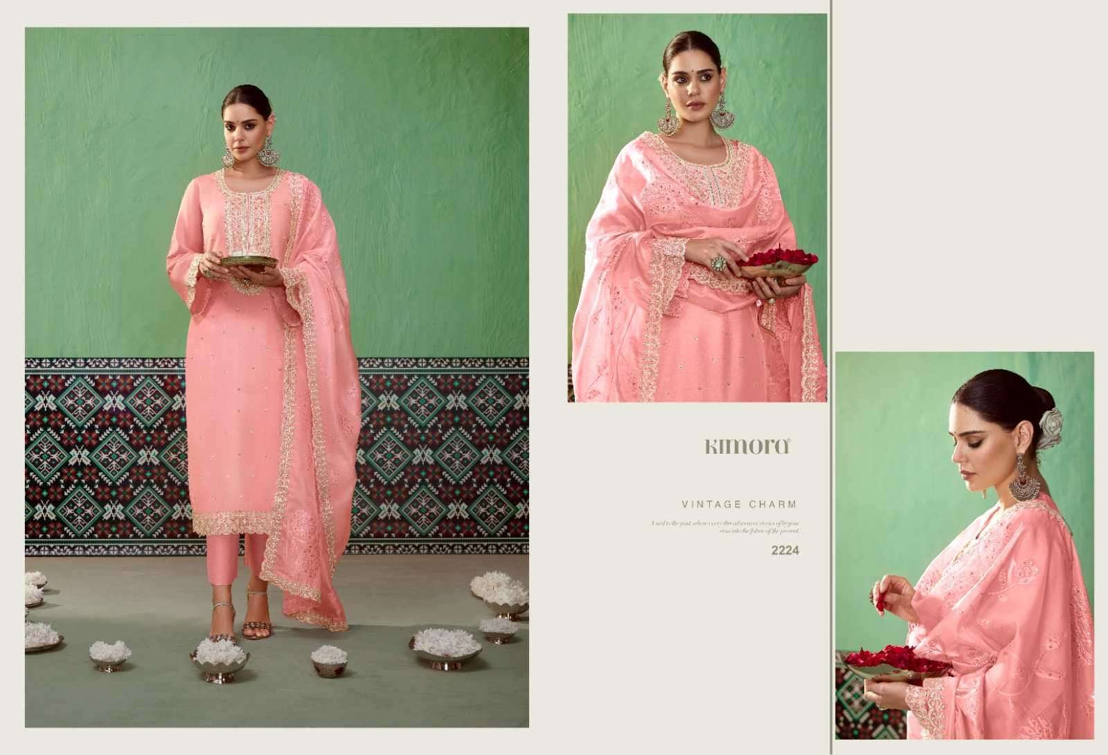KIMORA PRESENTS SAVERA VOL-52 2221-2226 BAMBER SILK BEAUTIFUL DRESS MATERIAL CATALOG WHOLESALER AND EXPORTER