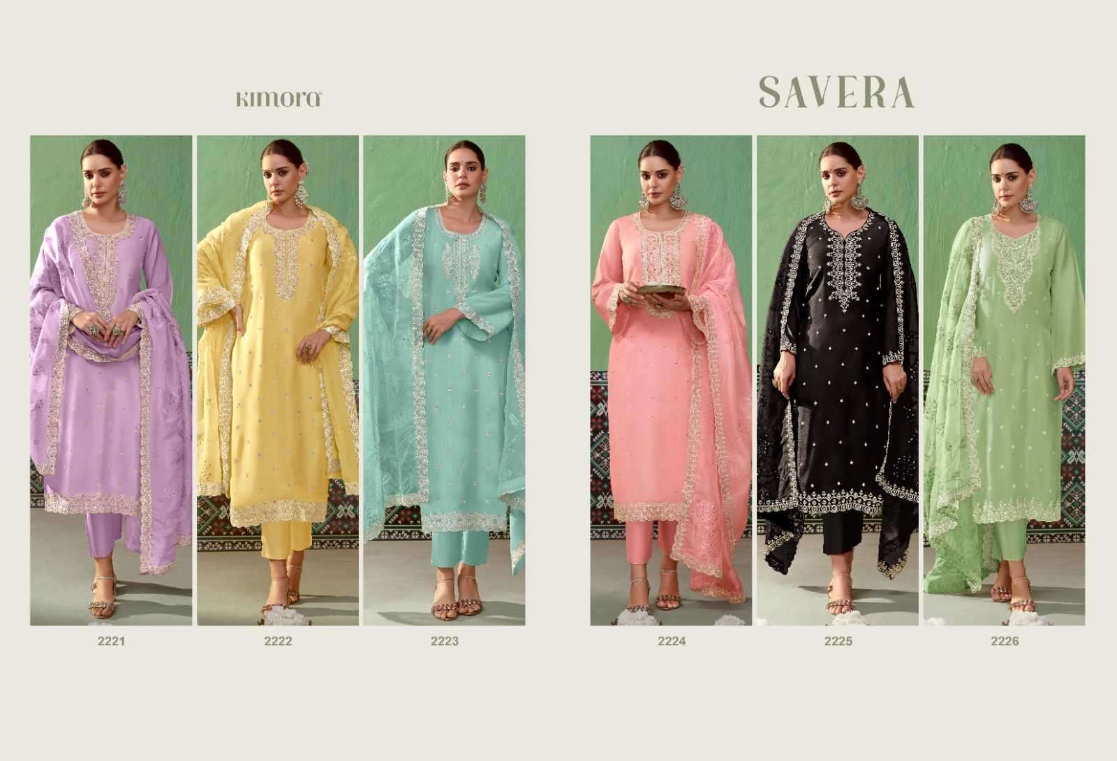 KIMORA PRESENTS SAVERA VOL-52 2221-2226 BAMBER SILK BEAUTIFUL DRESS MATERIAL CATALOG WHOLESALER AND EXPORTER