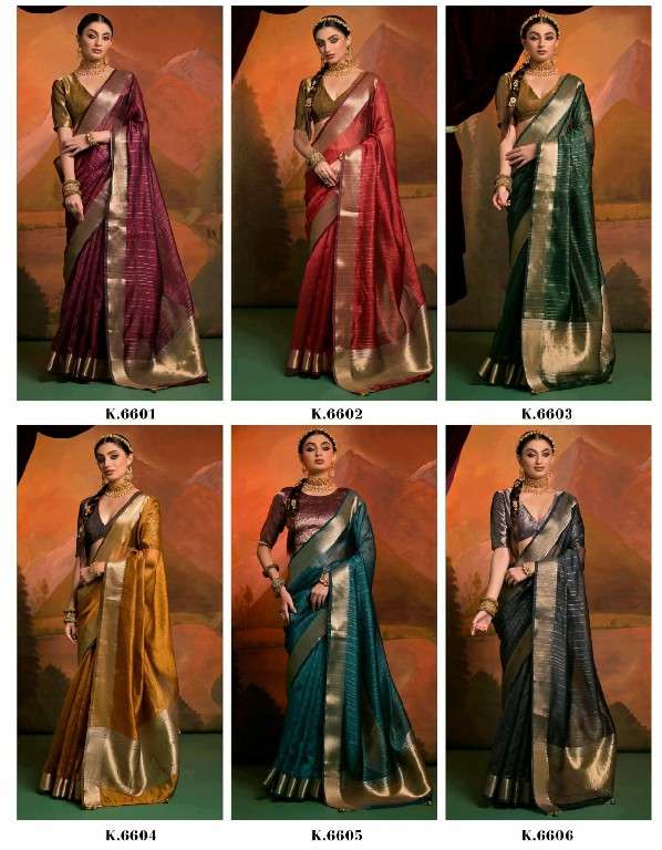 KIRA CREATION PRESENTS KANAK 6601-6606 ATTRACTIVE DESIGN MOSS SAREE FOR WOMEN CATALOG WHOLESALER AND EXPORTER