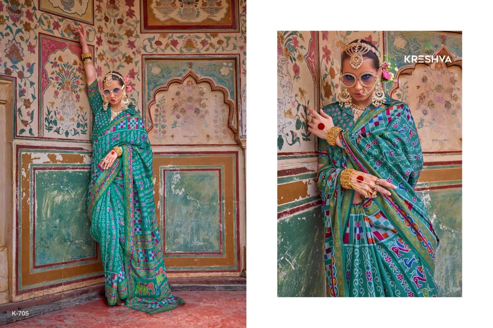 KRESHVA PRESENTS MAHANANDI 701-706 CLASSIC DESIGN MERCERIZER SIGMA SILK WOMEN SAREES CATALOG WHOLESALER AND EXPORTER 