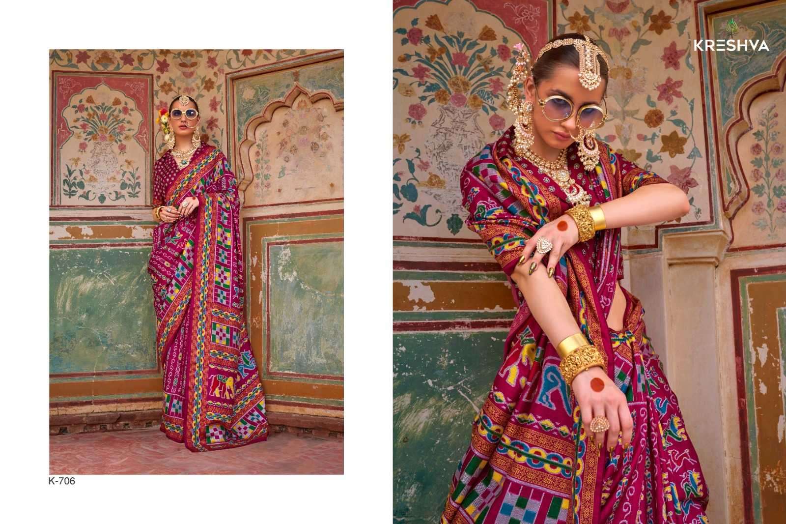KRESHVA PRESENTS MAHANANDI 701-706 CLASSIC DESIGN MERCERIZER SIGMA SILK WOMEN SAREES CATALOG WHOLESALER AND EXPORTER 
