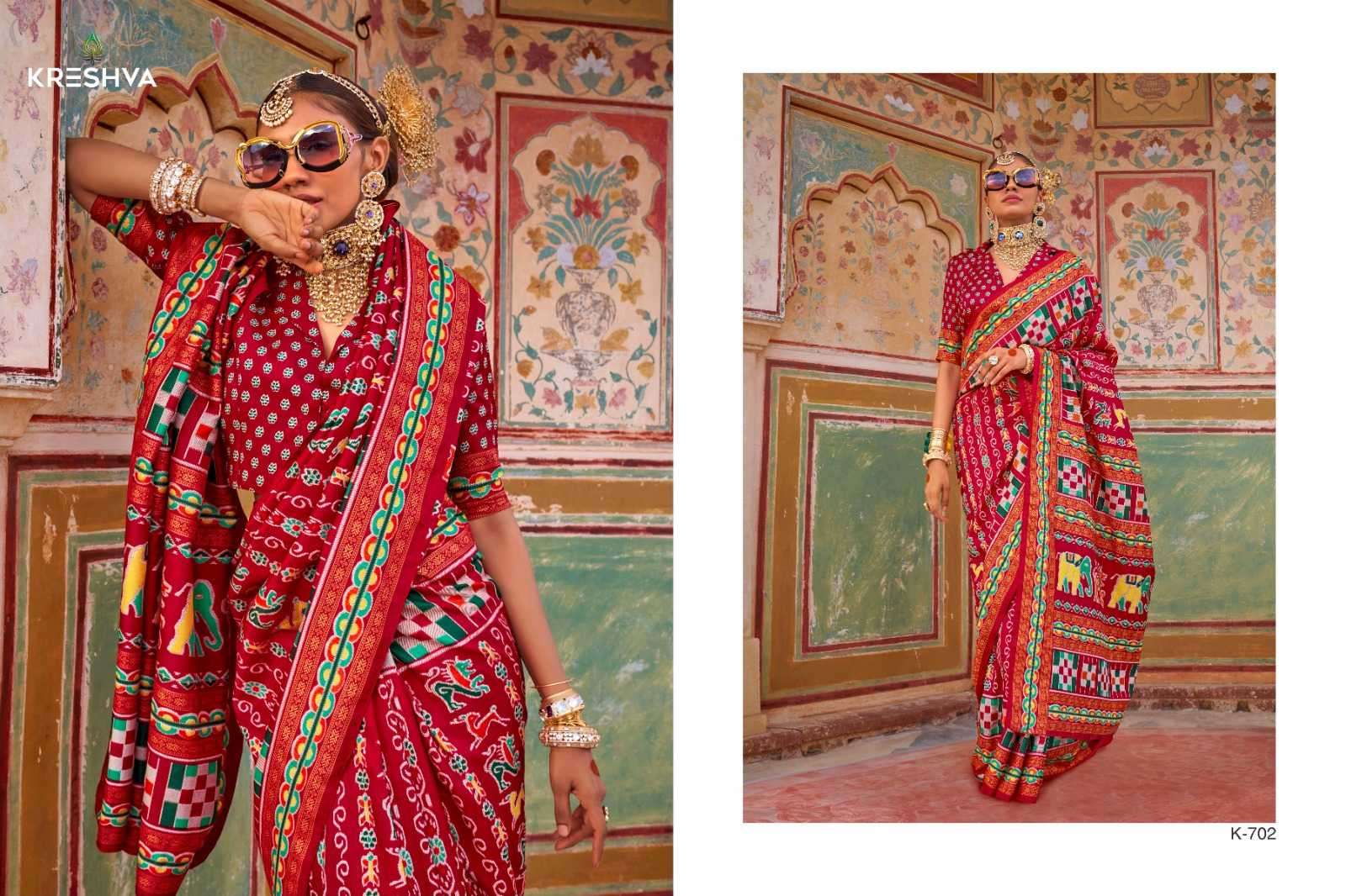 KRESHVA PRESENTS MAHANANDI 701-706 CLASSIC DESIGN MERCERIZER SIGMA SILK WOMEN SAREES CATALOG WHOLESALER AND EXPORTER 