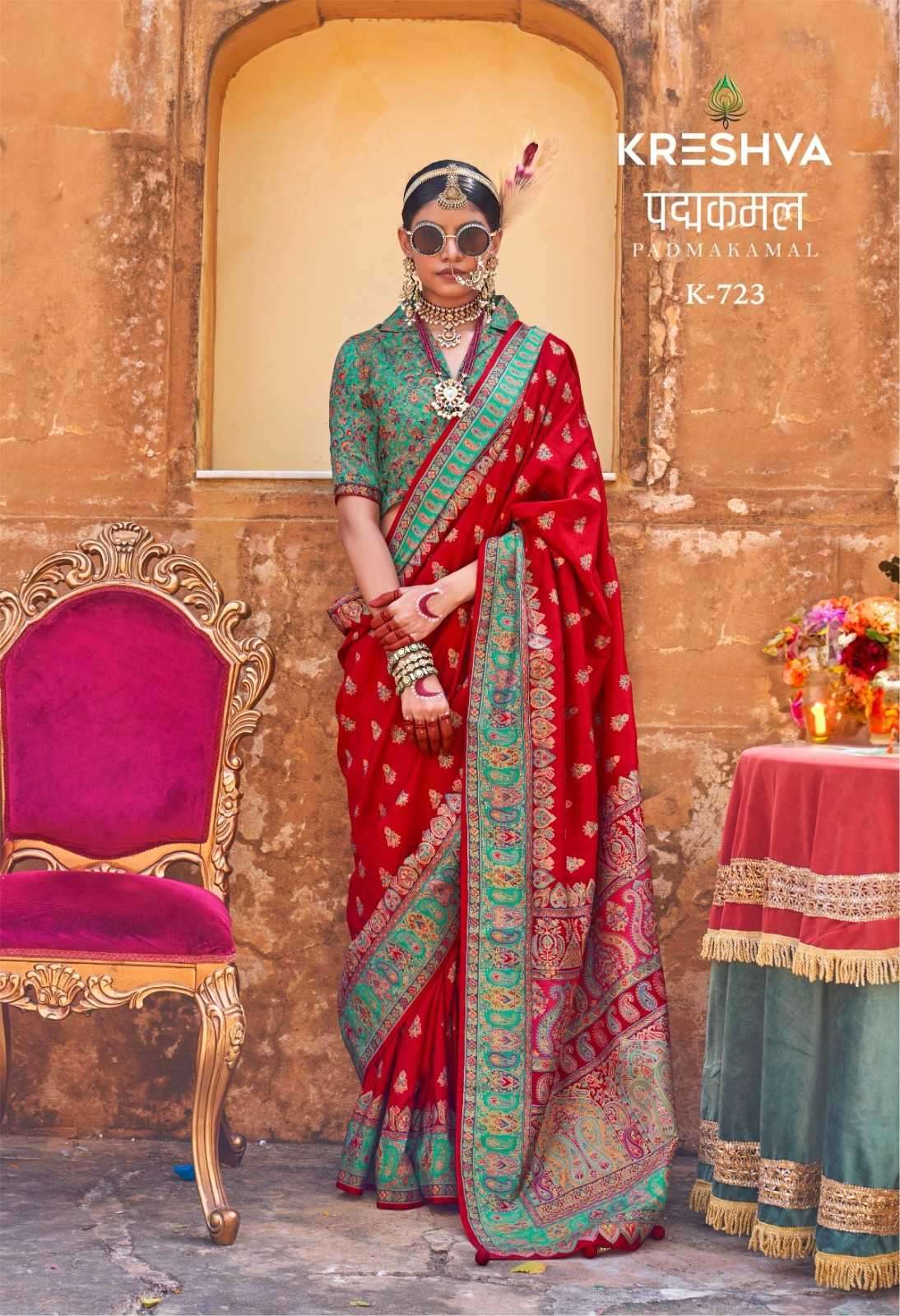 KRESHVA PRESENTS PADMAKAMAL SUPER PURE SILK LUXURY PRINTED DESIGNER SAREES CATALOG WHOLESALER AND EXPORTER 