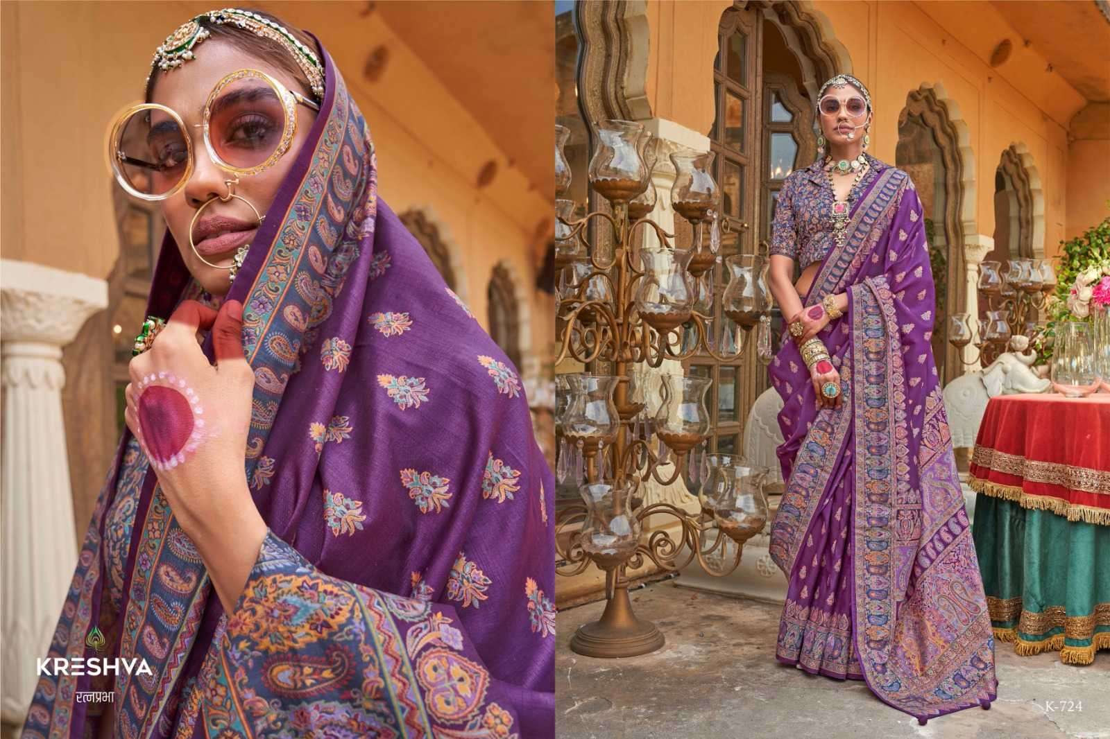 KRESHVA PRESENTS PADMAKAMAL SUPER PURE SILK LUXURY PRINTED DESIGNER SAREES CATALOG WHOLESALER AND EXPORTER 
