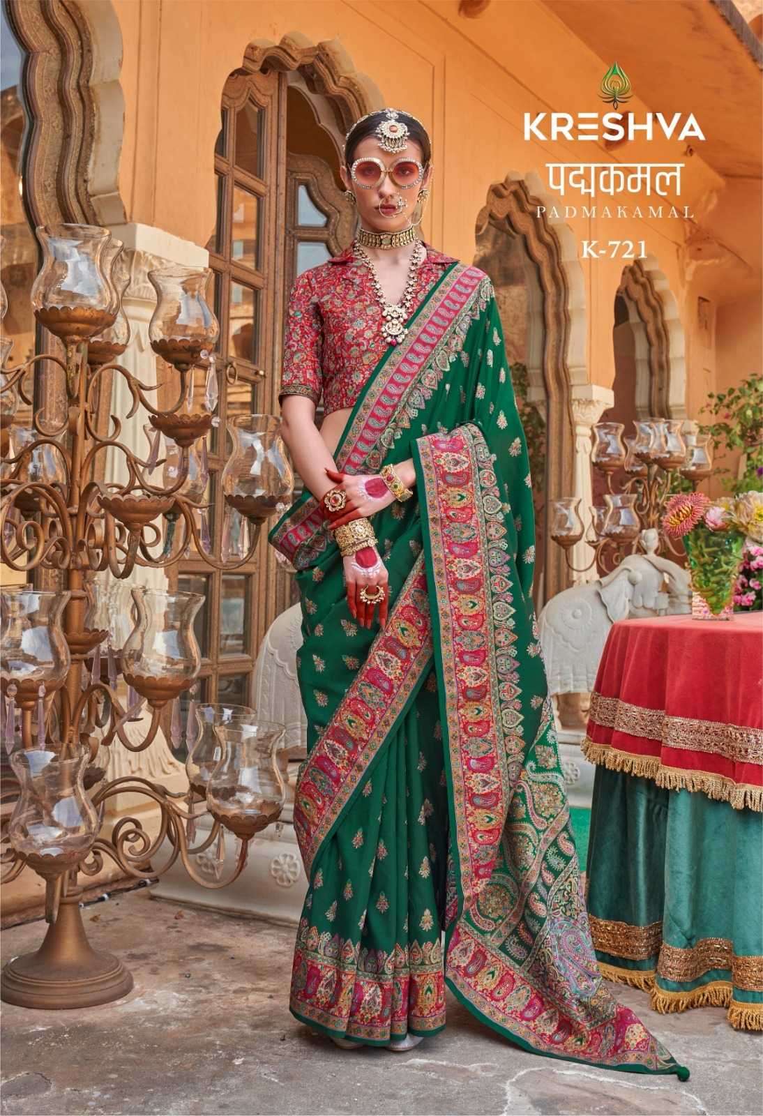 KRESHVA PRESENTS PADMAKAMAL SUPER PURE SILK LUXURY PRINTED DESIGNER SAREES CATALOG WHOLESALER AND EXPORTER 