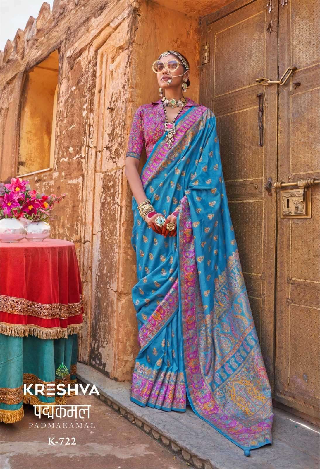 KRESHVA PRESENTS PADMAKAMAL SUPER PURE SILK LUXURY PRINTED DESIGNER SAREES CATALOG WHOLESALER AND EXPORTER 