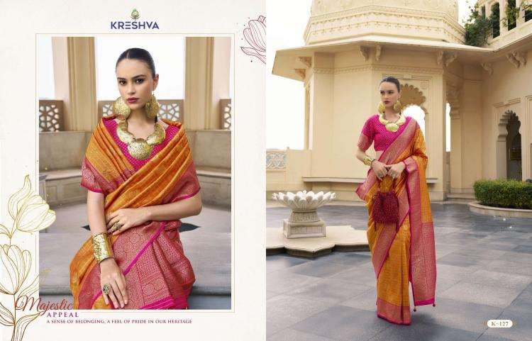 KRESHVA PRESENTS RUPALI BANARASHI SILK FASHIONABLE SAREES CATALOG WHOLESALER AND EXPORTS