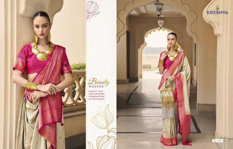 KRESHVA PRESENTS RUPALI BANARASHI SILK FASHIONABLE SAREES CATALOG WHOLESALER AND EXPORTS