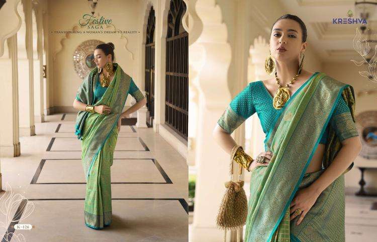 KRESHVA PRESENTS RUPALI BANARASHI SILK FASHIONABLE SAREES CATALOG WHOLESALER AND EXPORTS