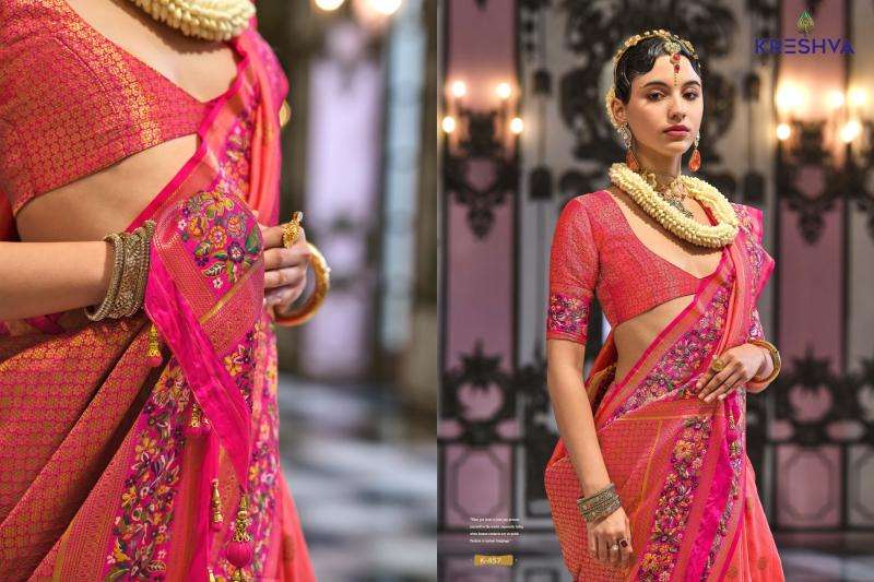 KRESHWA PRESENTS MAITRI BANARASI POLY VISCOSE SILK FASHIONABLE SAREES CATALOG WHOLESALER AND EXPORTER 