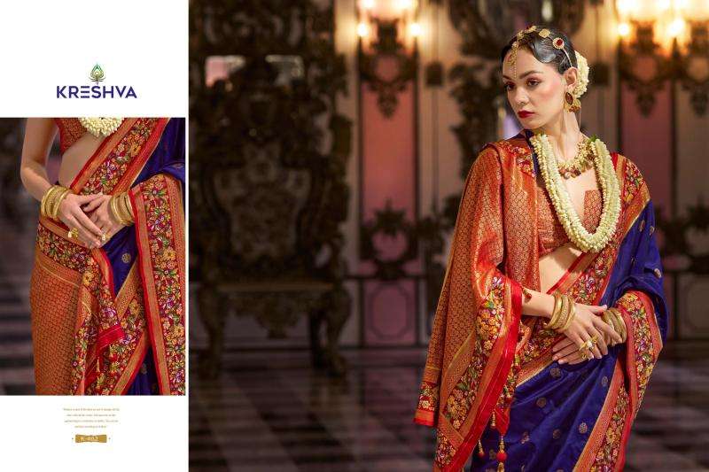 KRESHWA PRESENTS MAITRI BANARASI POLY VISCOSE SILK FASHIONABLE SAREES CATALOG WHOLESALER AND EXPORTER 