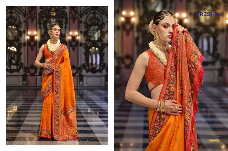 KRESHWA PRESENTS MAITRI BANARASI POLY VISCOSE SILK FASHIONABLE SAREES CATALOG WHOLESALER AND EXPORTER 