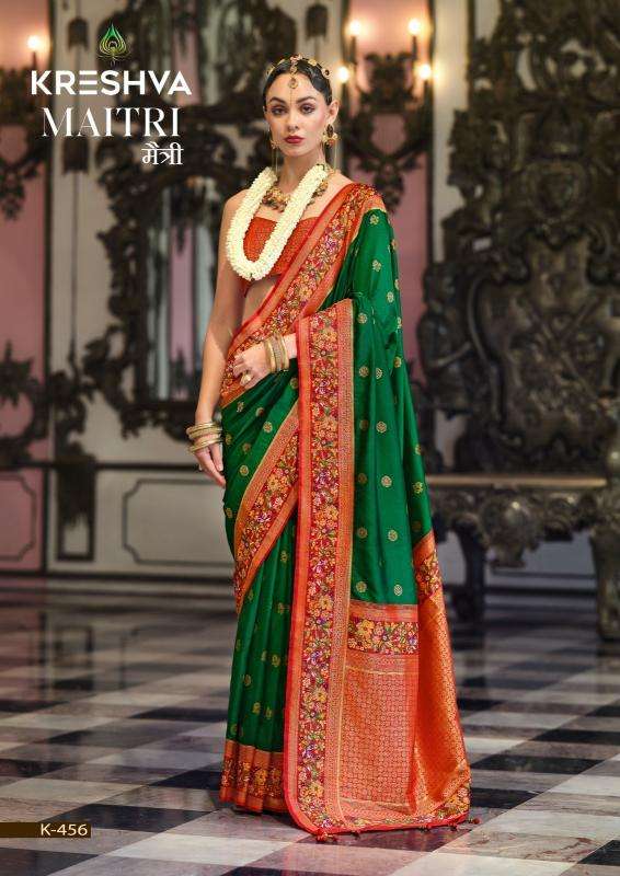 KRESHWA PRESENTS MAITRI BANARASI POLY VISCOSE SILK FASHIONABLE SAREES CATALOG WHOLESALER AND EXPORTER 