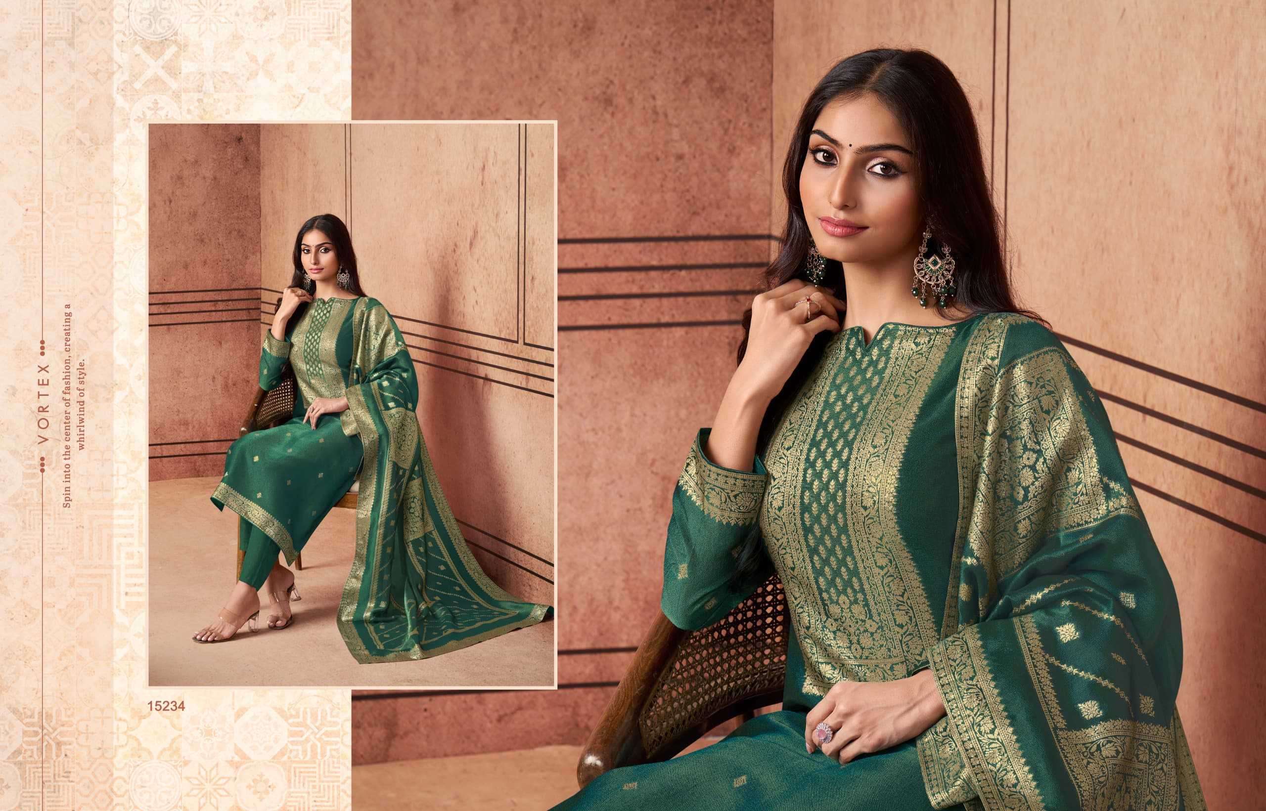 MEERA TRENDZ PRESENTS ZISA ESSENCE FULLY STITCH SHIMMER SILK FASHIONABLE PLUS SIZE 3PCS DRESS CATALOG WHOLESALER AND EXPORTER 