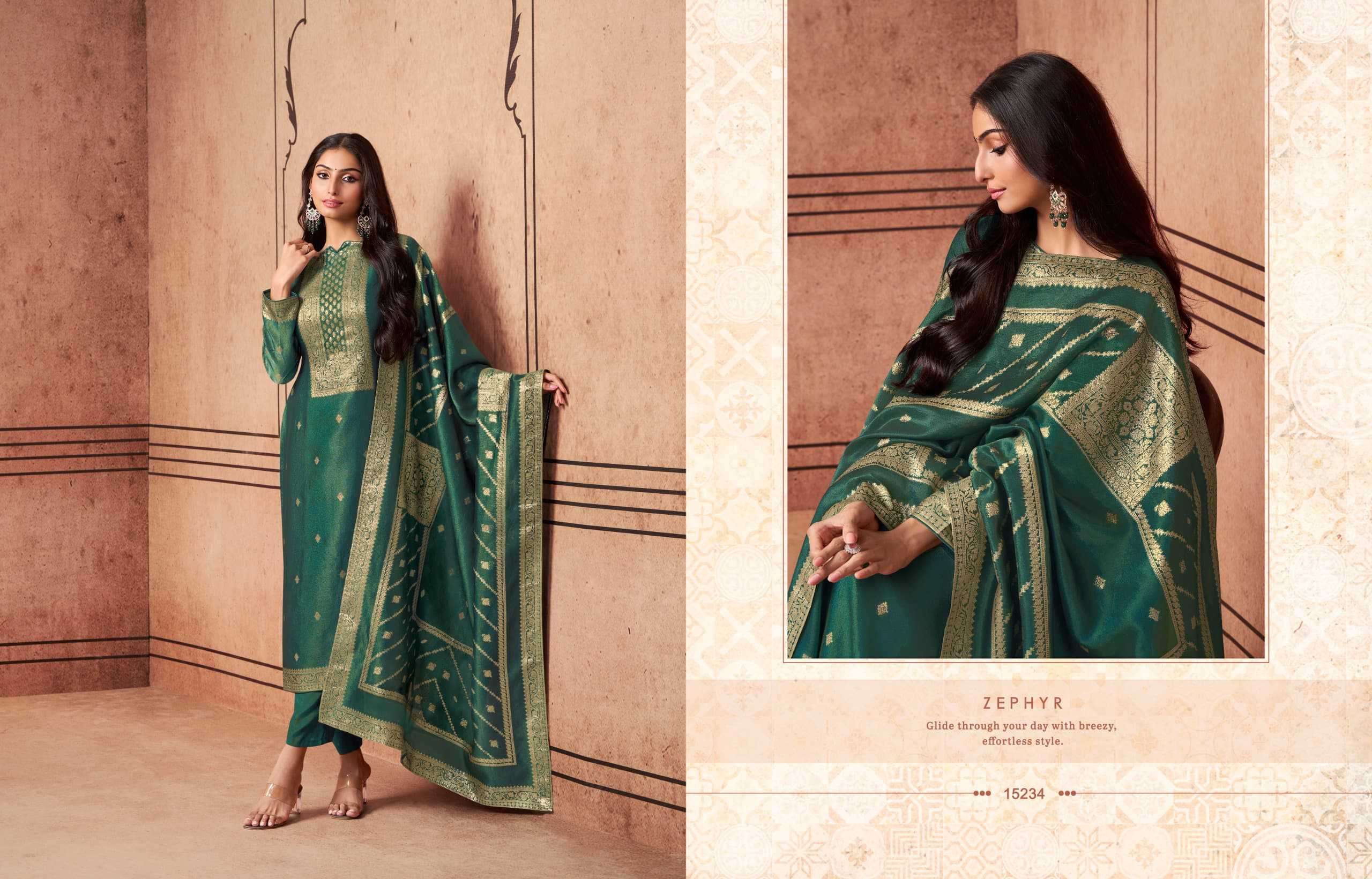 MEERA TRENDZ PRESENTS ZISA ESSENCE FULLY STITCH SHIMMER SILK FASHIONABLE PLUS SIZE 3PCS DRESS CATALOG WHOLESALER AND EXPORTER 